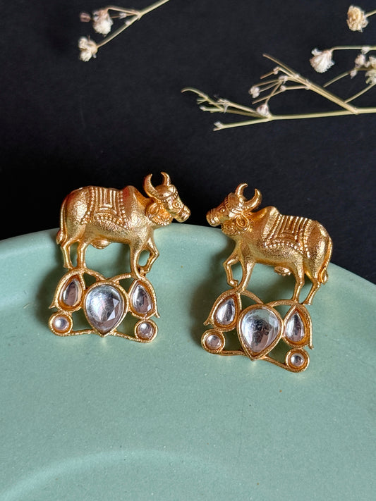 Gold Plated Nandi Stud Earrings