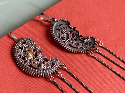 German Silver Dual-Tone Ear Cuff Earrings