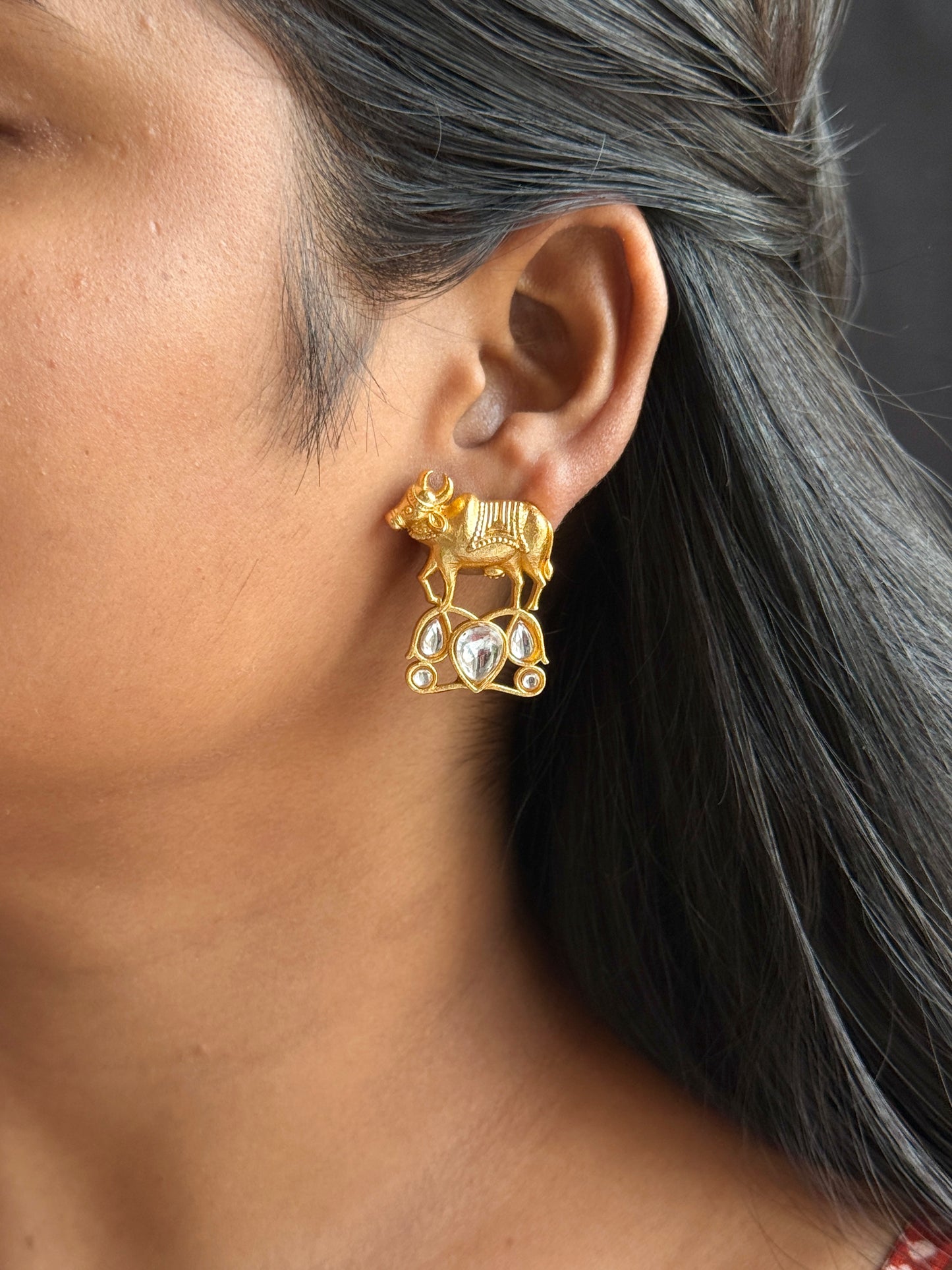 Gold Plated Nandi Stud Earrings
