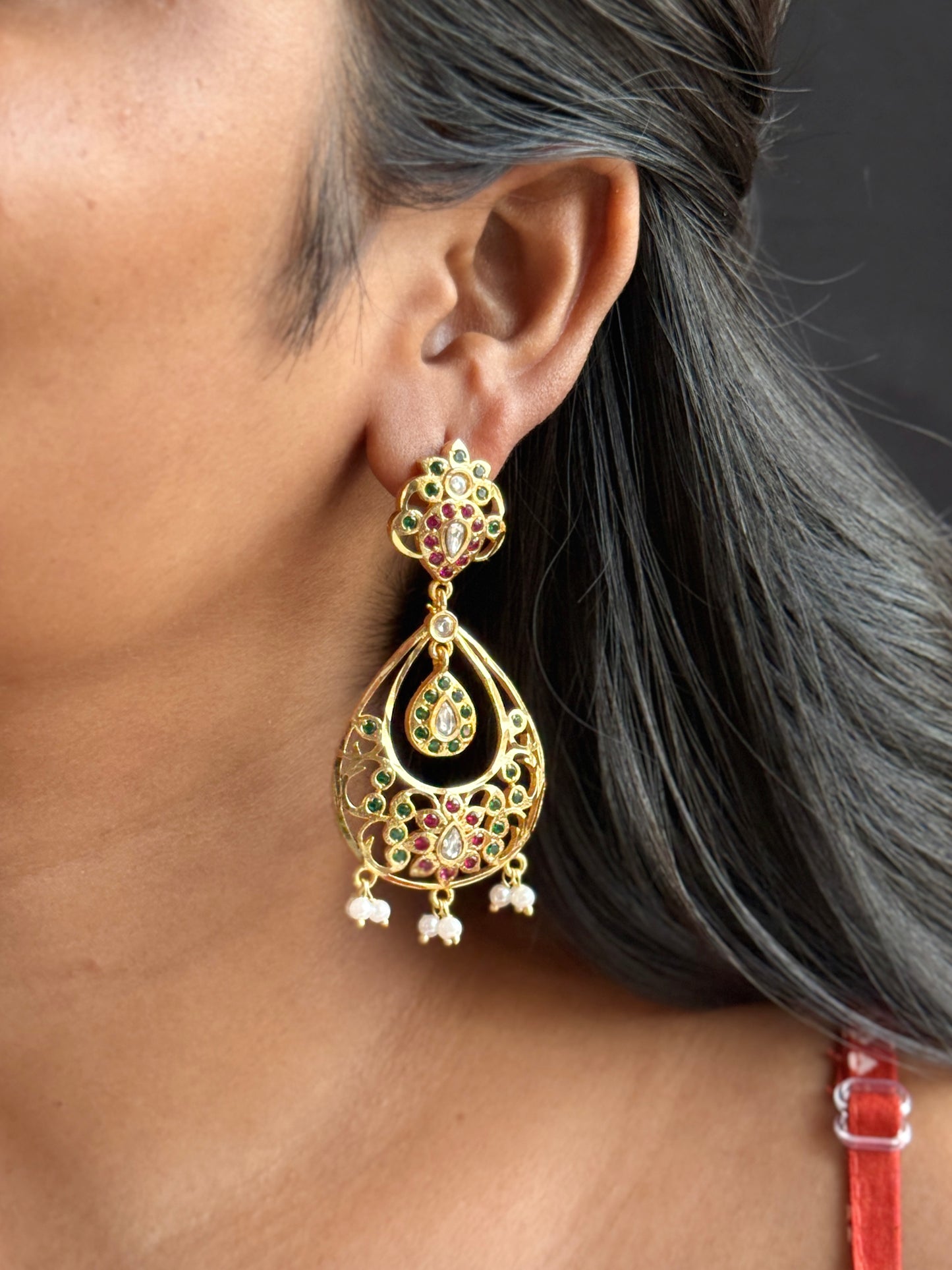 Navratan Chandbali Ethnic Statement Earrings