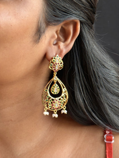 Navratan Chandbali Ethnic Statement Earrings