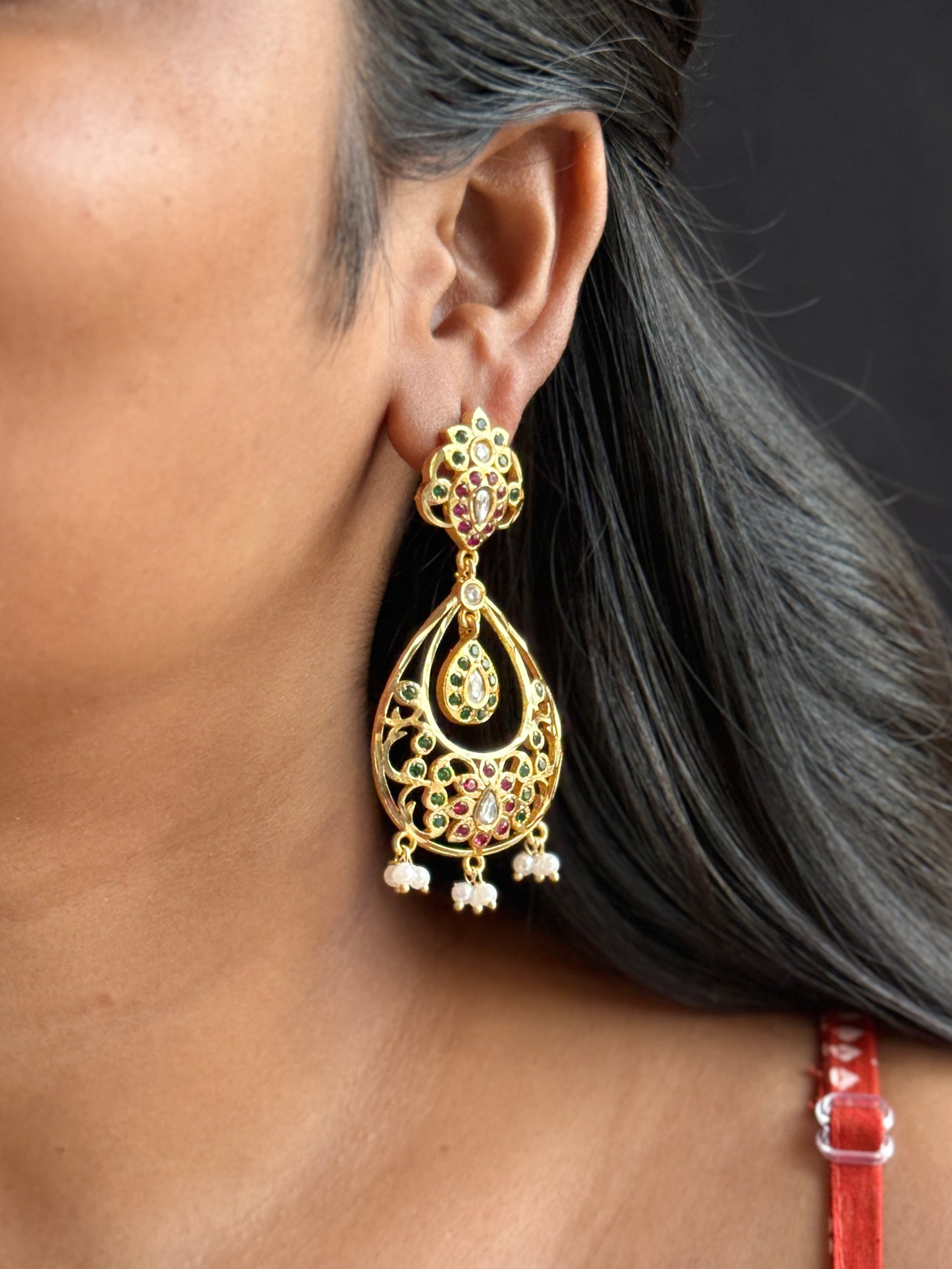 Navratan Chandbali Ethnic Statement Earrings