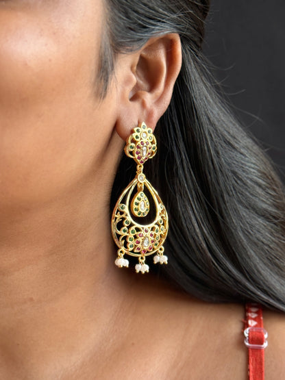 Navratan Chandbali Ethnic Statement Earrings