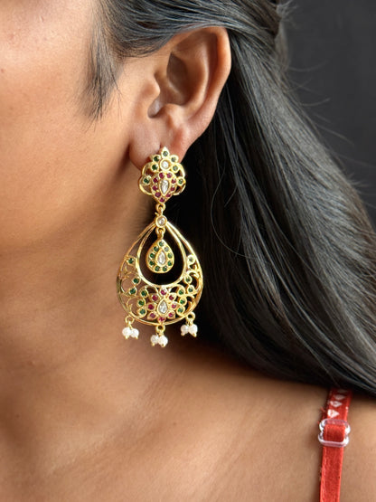 Navratan Chandbali Ethnic Statement Earrings