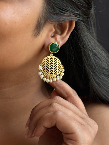 Gold-Toned Circular Jhalar Statement Earrings