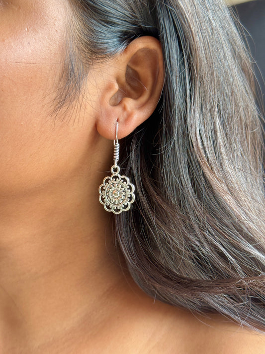 Silver Replica Floral Hook Earrings – Anti Tarnish