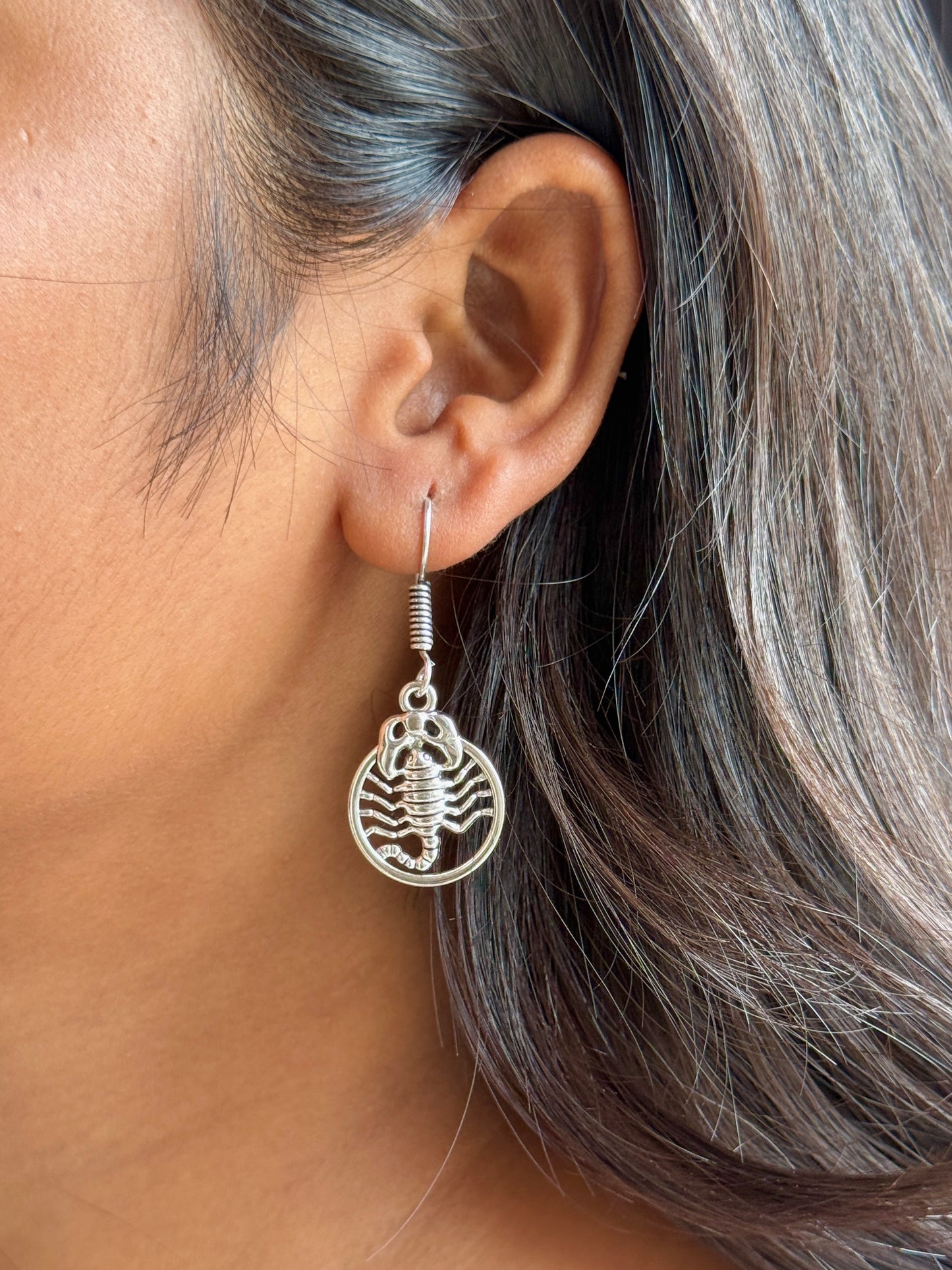 Scorpion Charm Silver Replica Hook Earring