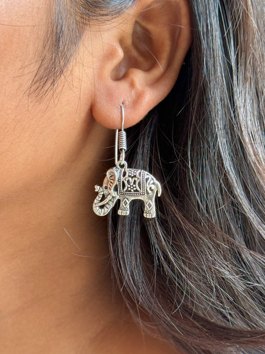 Elephant Silver Replica Hook Earrings