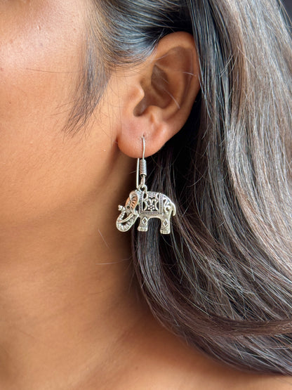 Elephant Silver Replica Hook Earrings