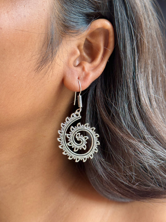 Spiral Silver Replica Hook Earrings