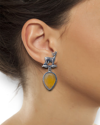 Deer Monalisa Stone Stud Earrings