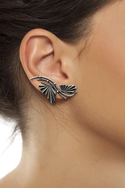 Butterfly German Silver Stud Earrings