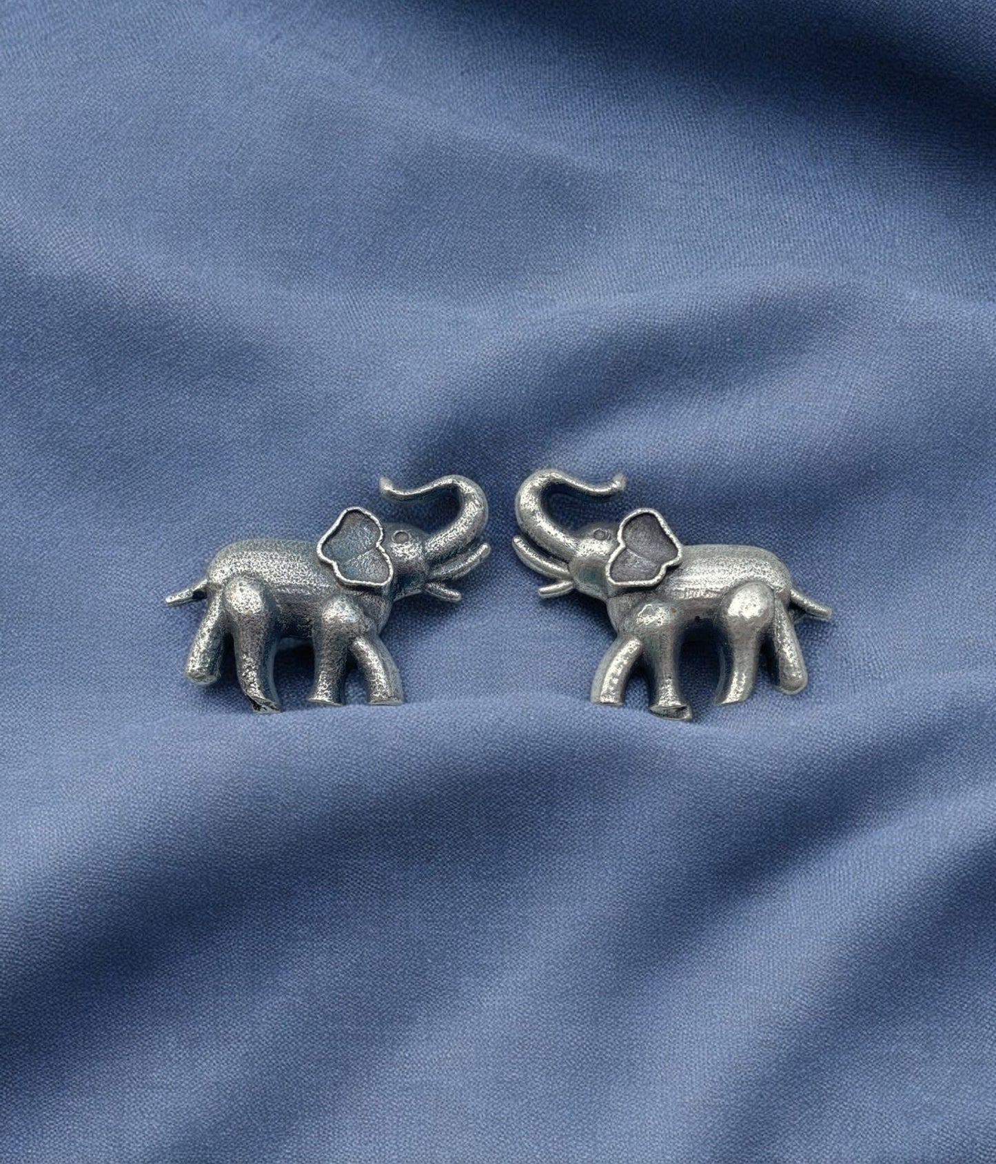 Elephant German Silver Stud Earrings