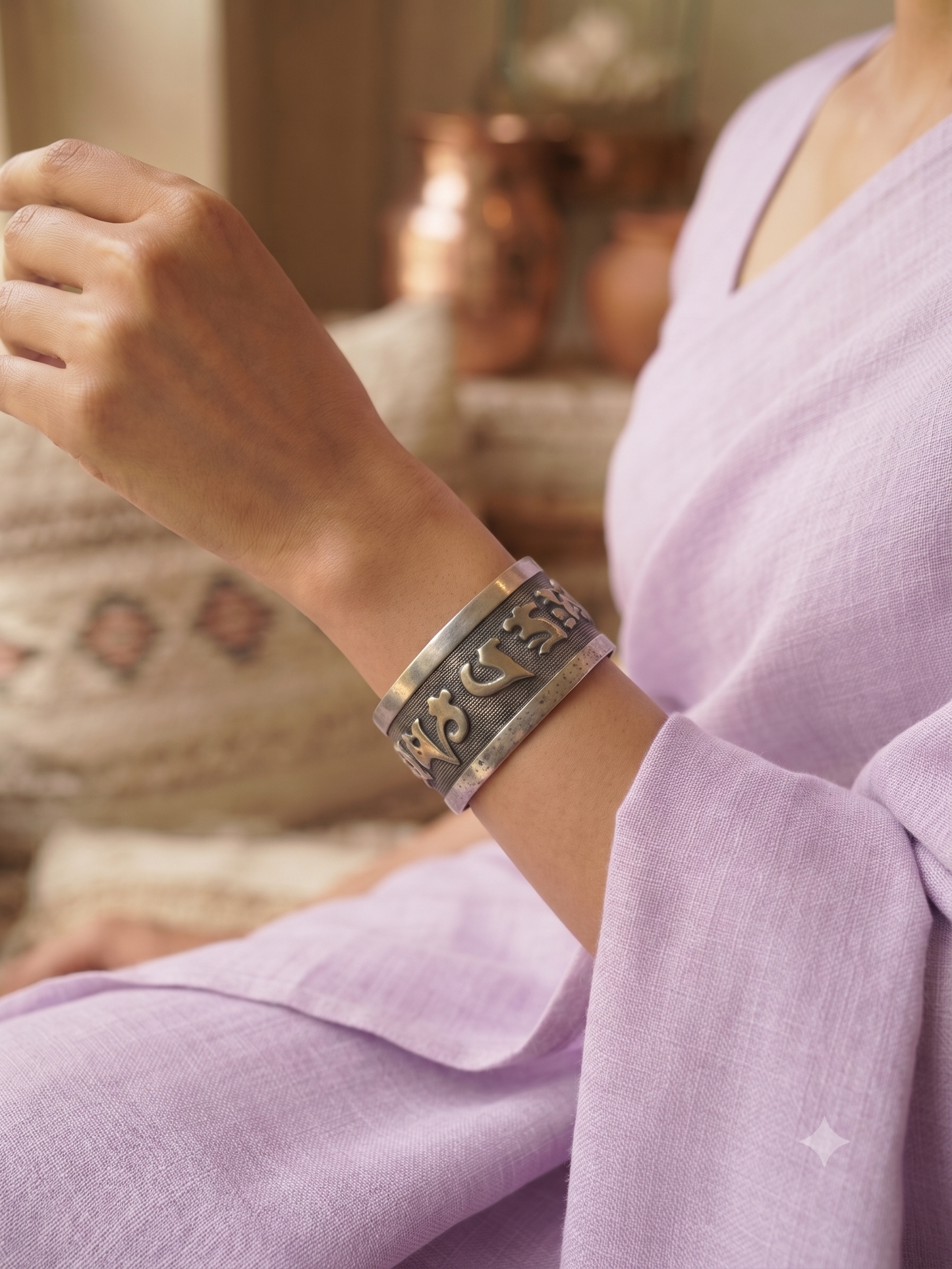 Oxidised Engraved Bracelet – Free Size