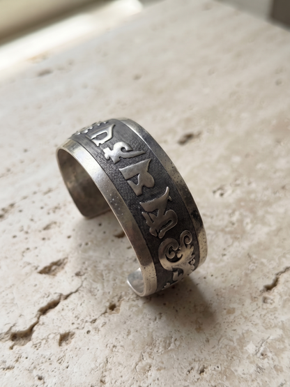 Oxidised Engraved Bracelet – Free Size