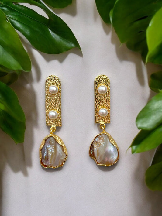 Gold Plated Real Pearl Earring