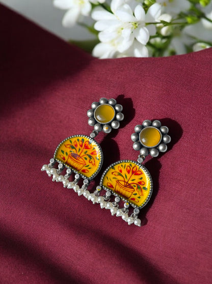 Yellow Hand-Painted Earrings