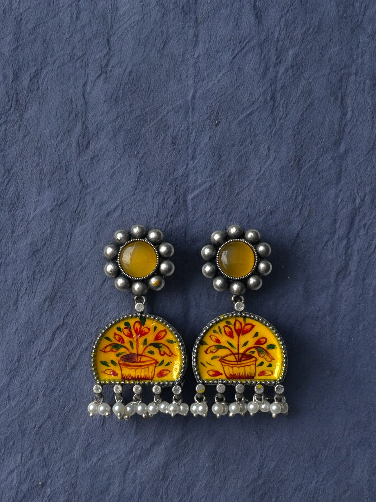 Yellow Hand-Painted Earrings