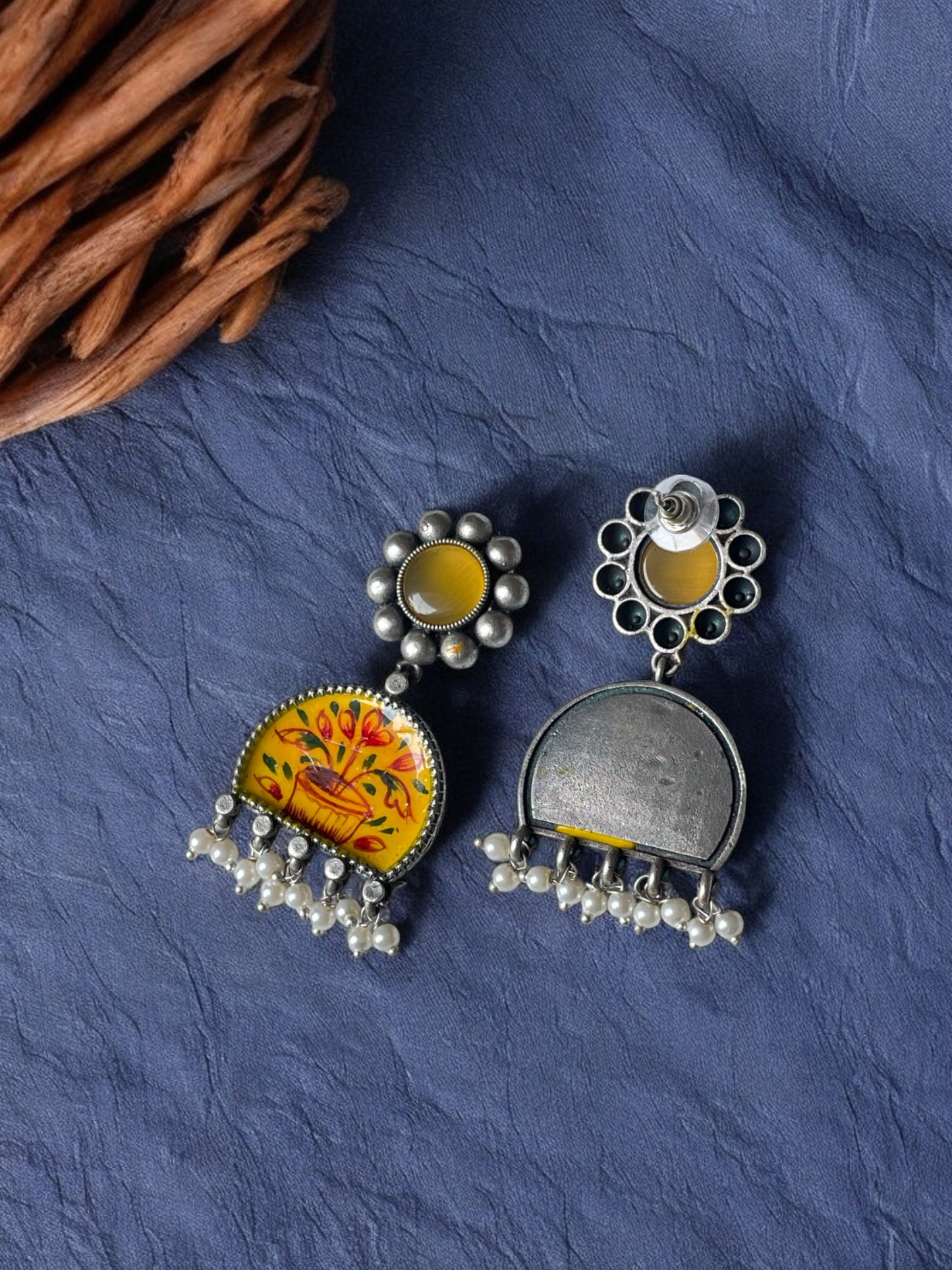 Yellow Hand-Painted Earrings