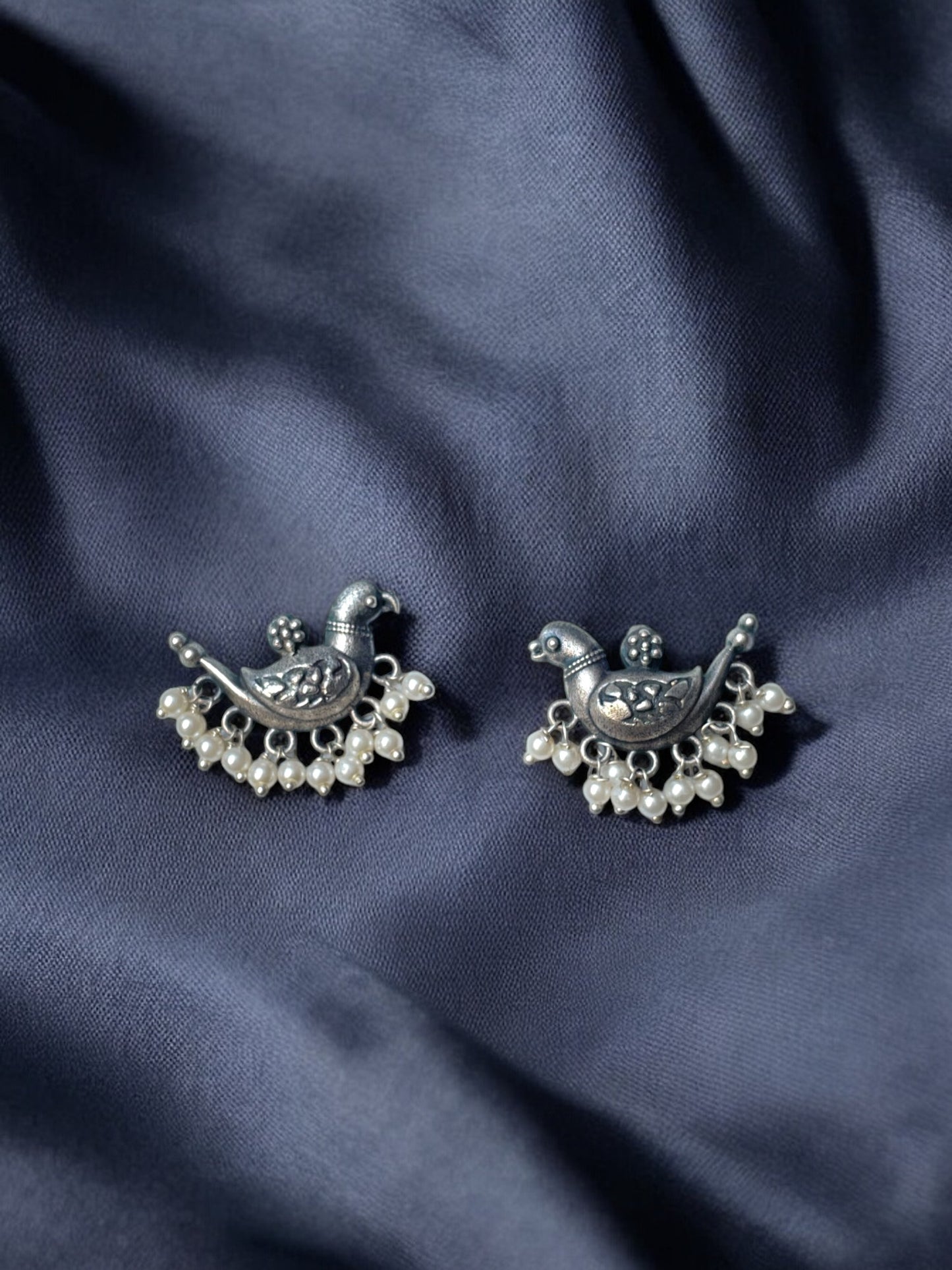 German Silver Parrot Dangling Earrings