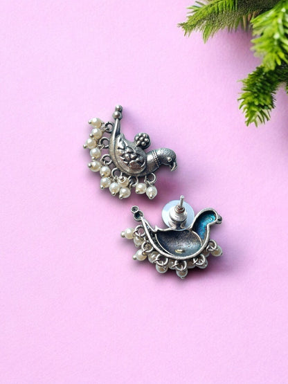 German Silver Parrot Dangling Earrings