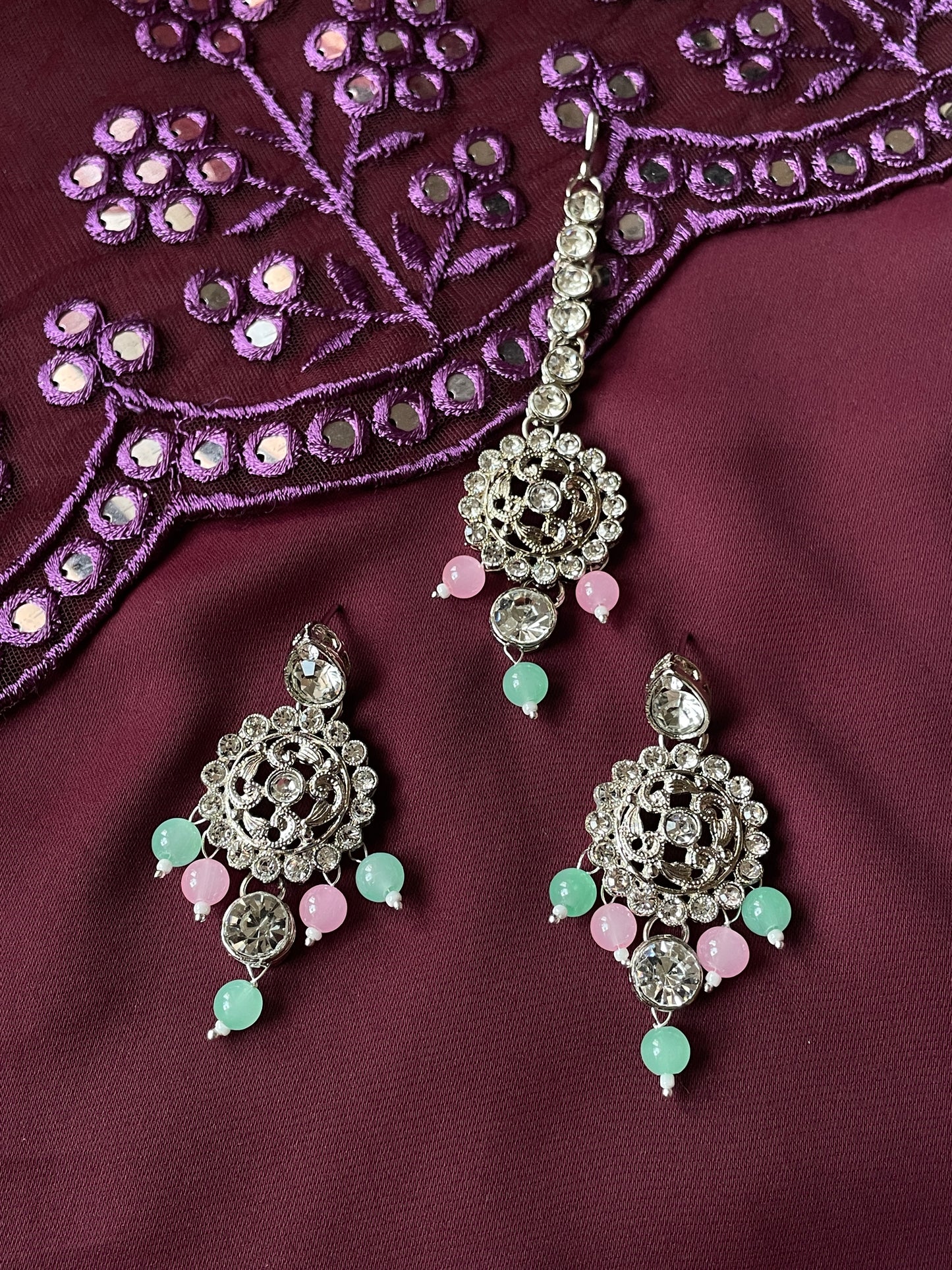 Elegant Necklace Set for Women with Earrings & Maang Tikka