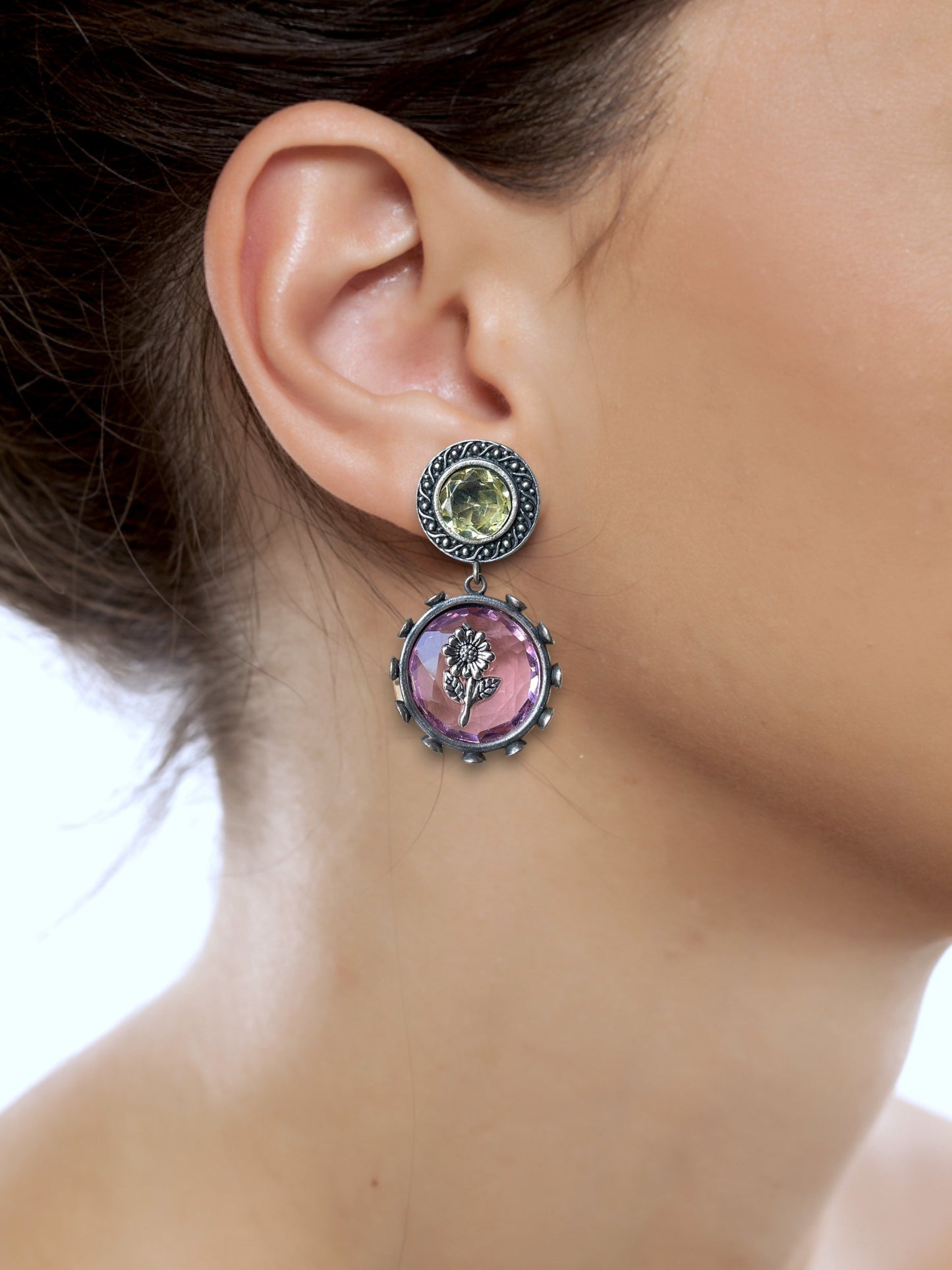 Pink Artisan-Crafted Dangling Earrings for Women