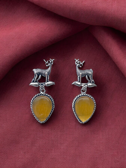 Deer Monalisa Stone Stud Earrings