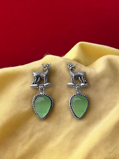 Deer Monalisa Stone Stud Earrings