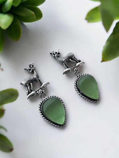 Deer Monalisa Stone Stud Earrings