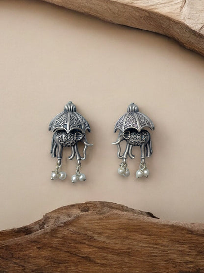 Graceful Elephant Dangling Earrings