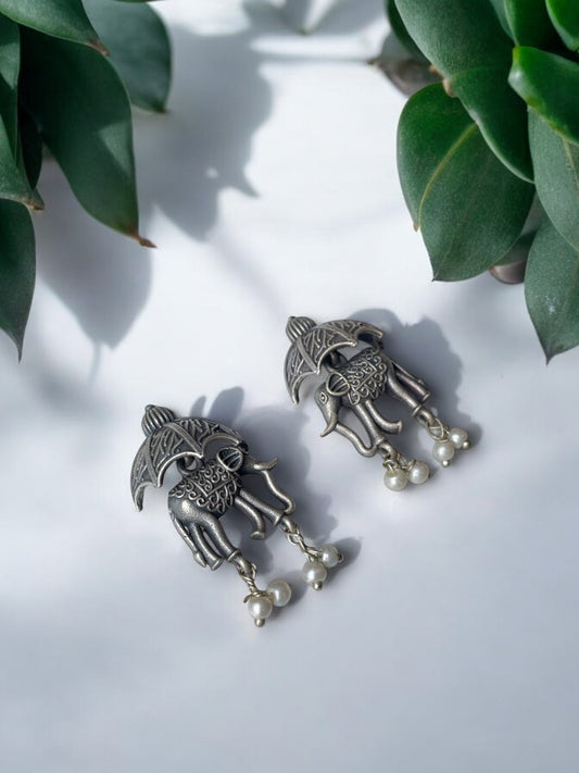 Graceful Elephant Dangling Earrings