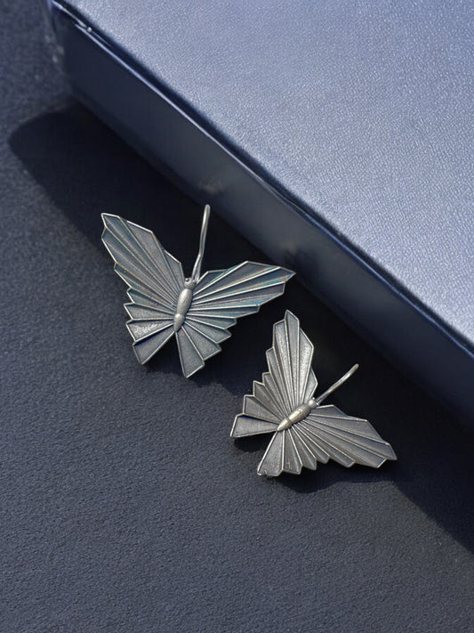 Delicate German Silver Butterfly Earrings