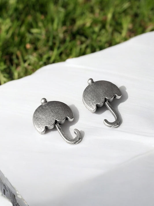 Umbrella German Silver Stud Earrings