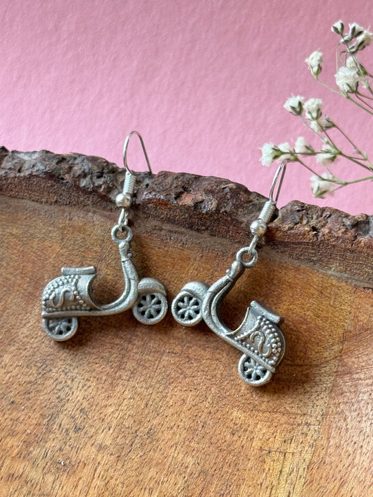 Scooter-Inspired Dangling Earrings – Quirky Statement Design