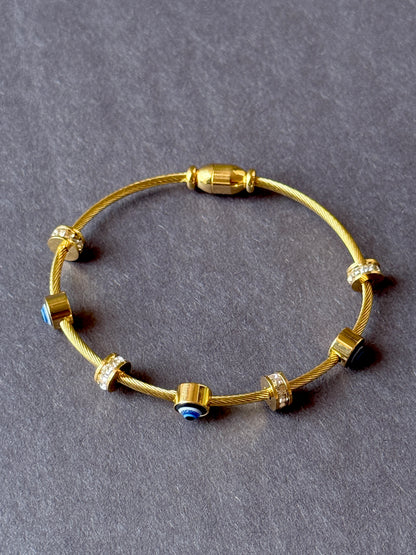 Anti-Tarnish Evil Eye Magnetic Bracelet | Free Size