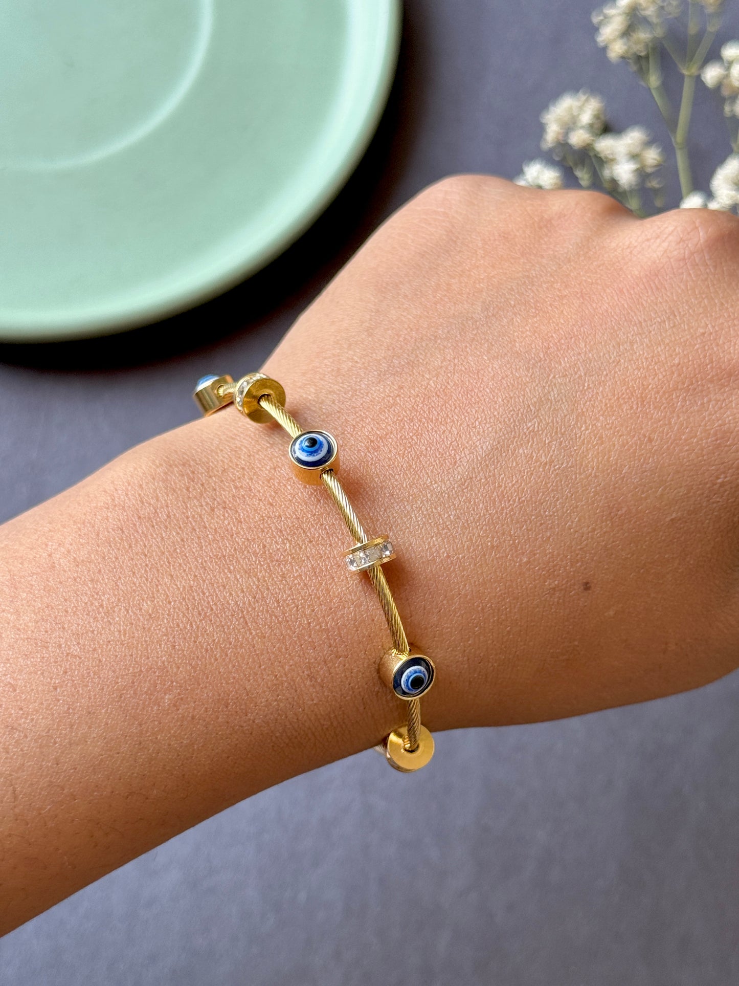Anti-Tarnish Evil Eye Magnetic Bracelet | Free Size