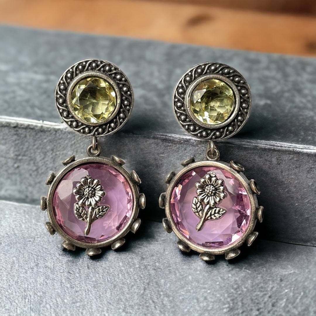 Pink Artisan-Crafted Dangling Earrings for Women