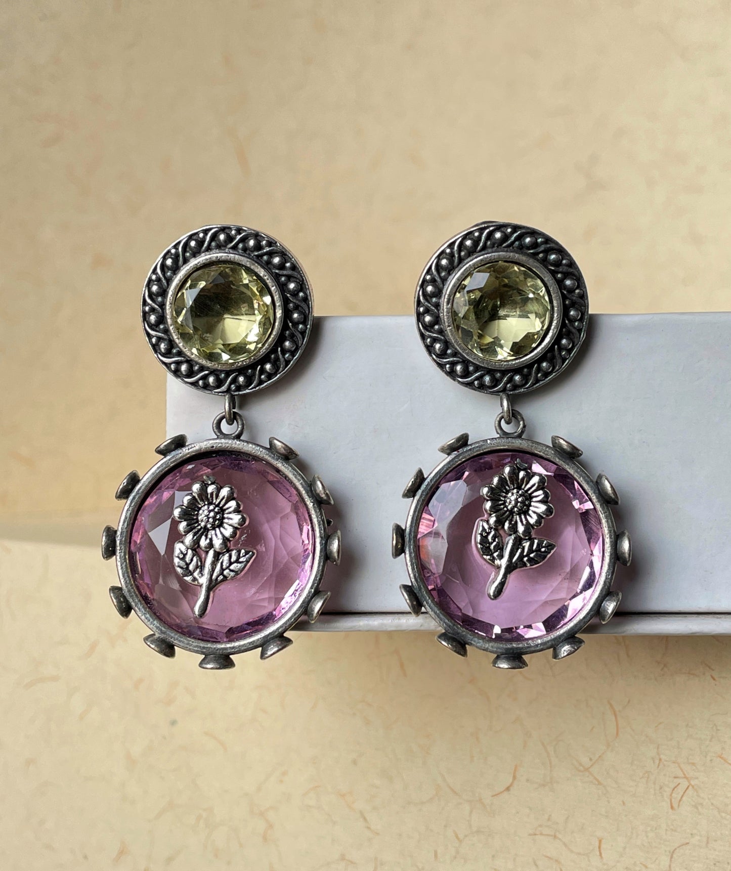 Pink Artisan-Crafted Dangling Earrings for Women