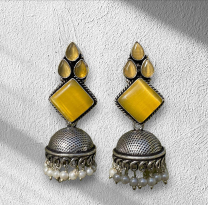 Monalisa Mustard German Silver Earrings | Exquisite Earrings Collection