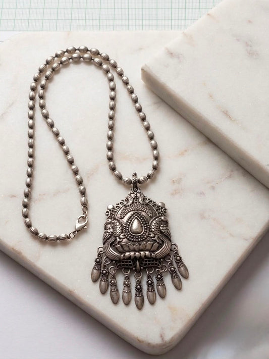 Lotus Embedded Antique Polish Necklace