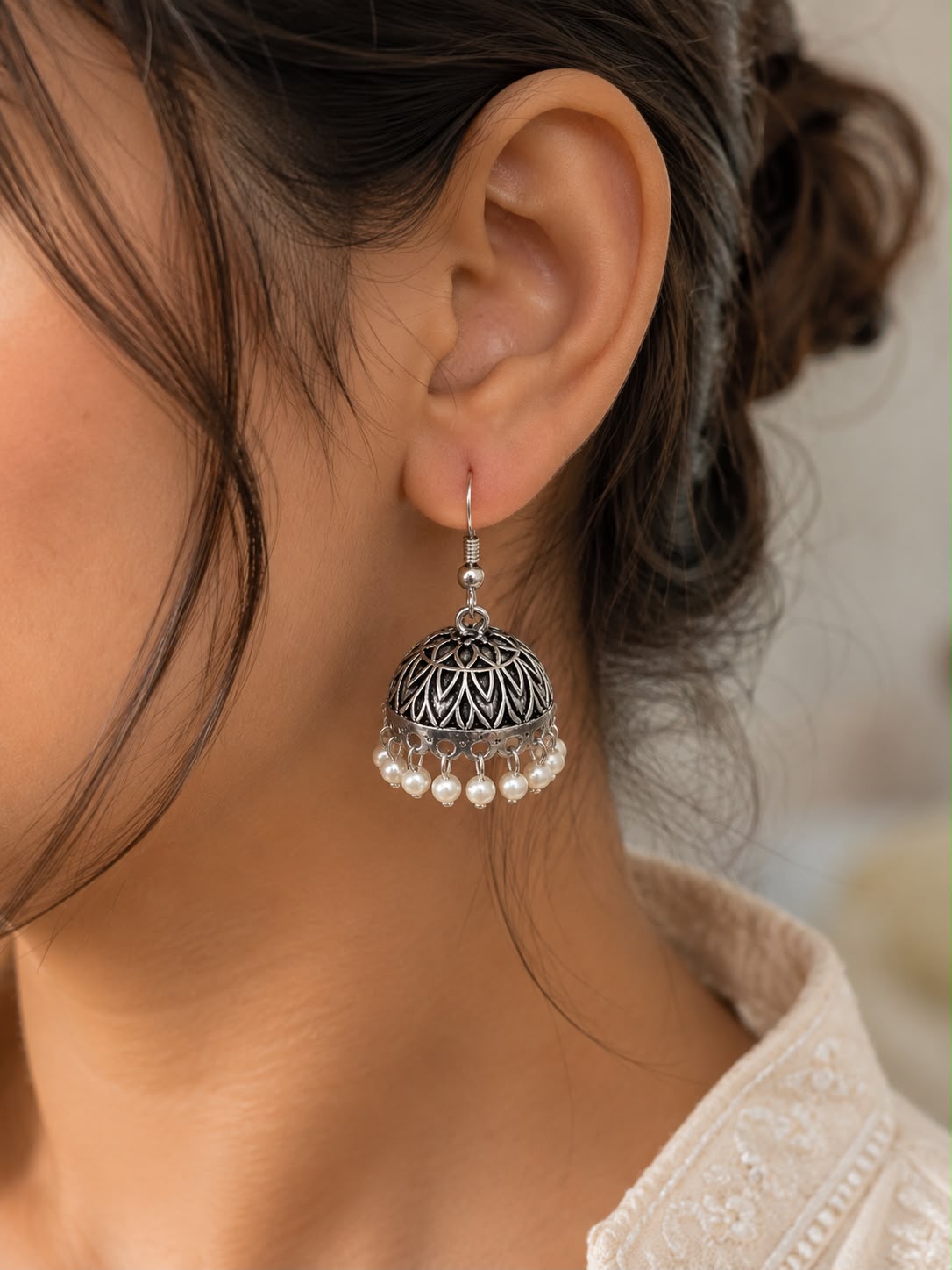 Everyday Grace Oxidised Jhumki Earrings