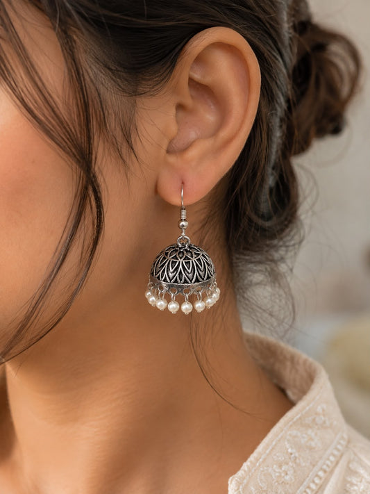 Everyday Grace Oxidised Jhumki Earrings