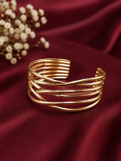 Anti-Tarnish Gold Cuff Bracelet – Free Size