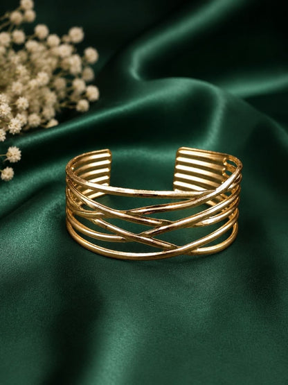 Anti-Tarnish Gold Cuff Bracelet – Free Size