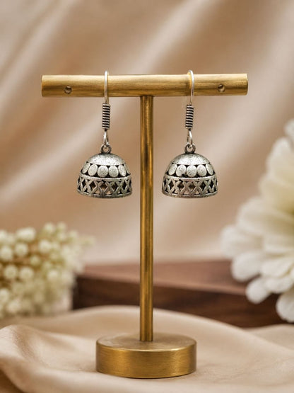 Silver Replica Oxidised Jhumki Earrings