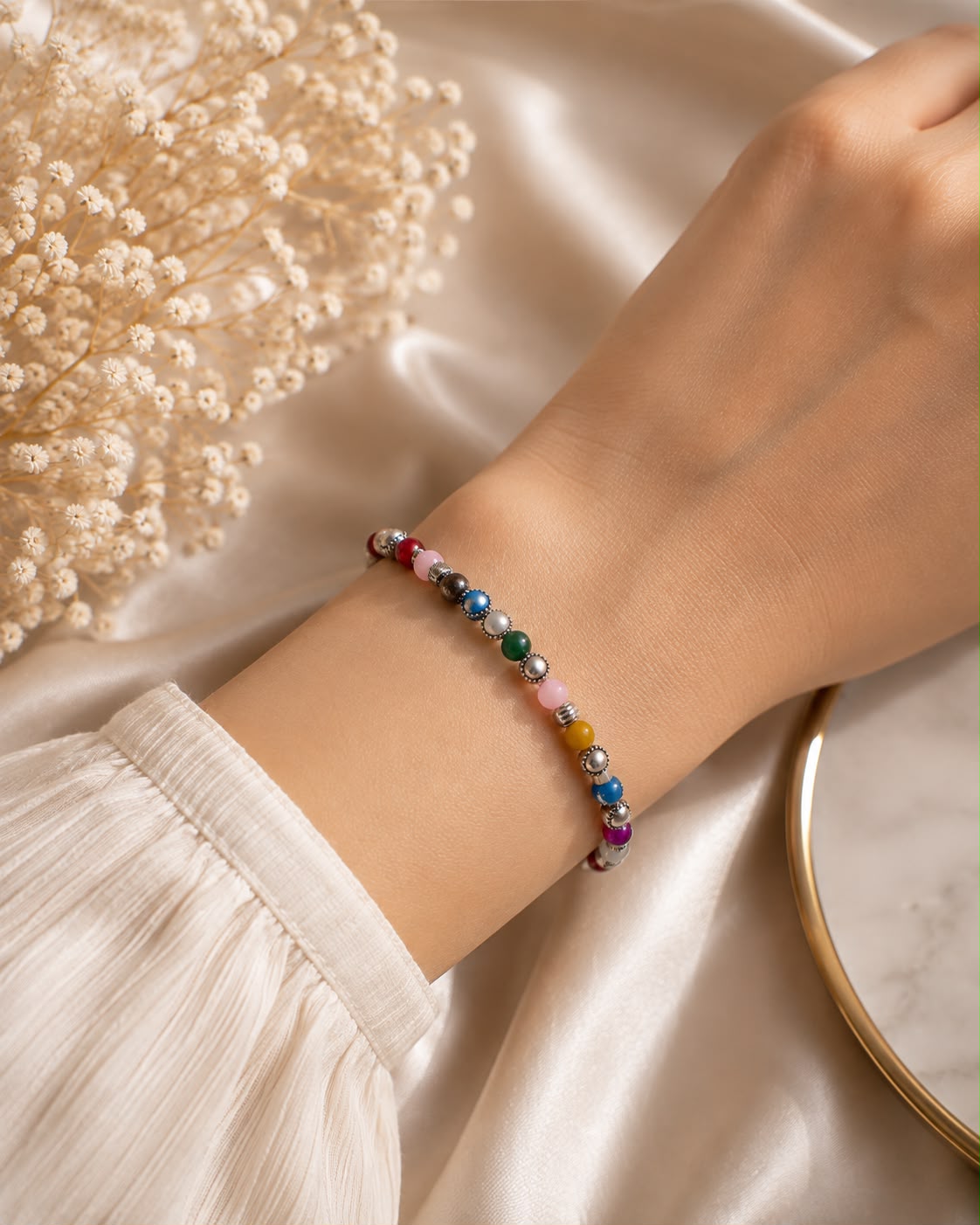 Multi-Colour Minimal Charm Bracelet | Free Size