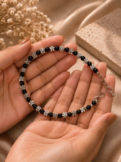 Anti-Tarnish Floral Anklet – Free Size
